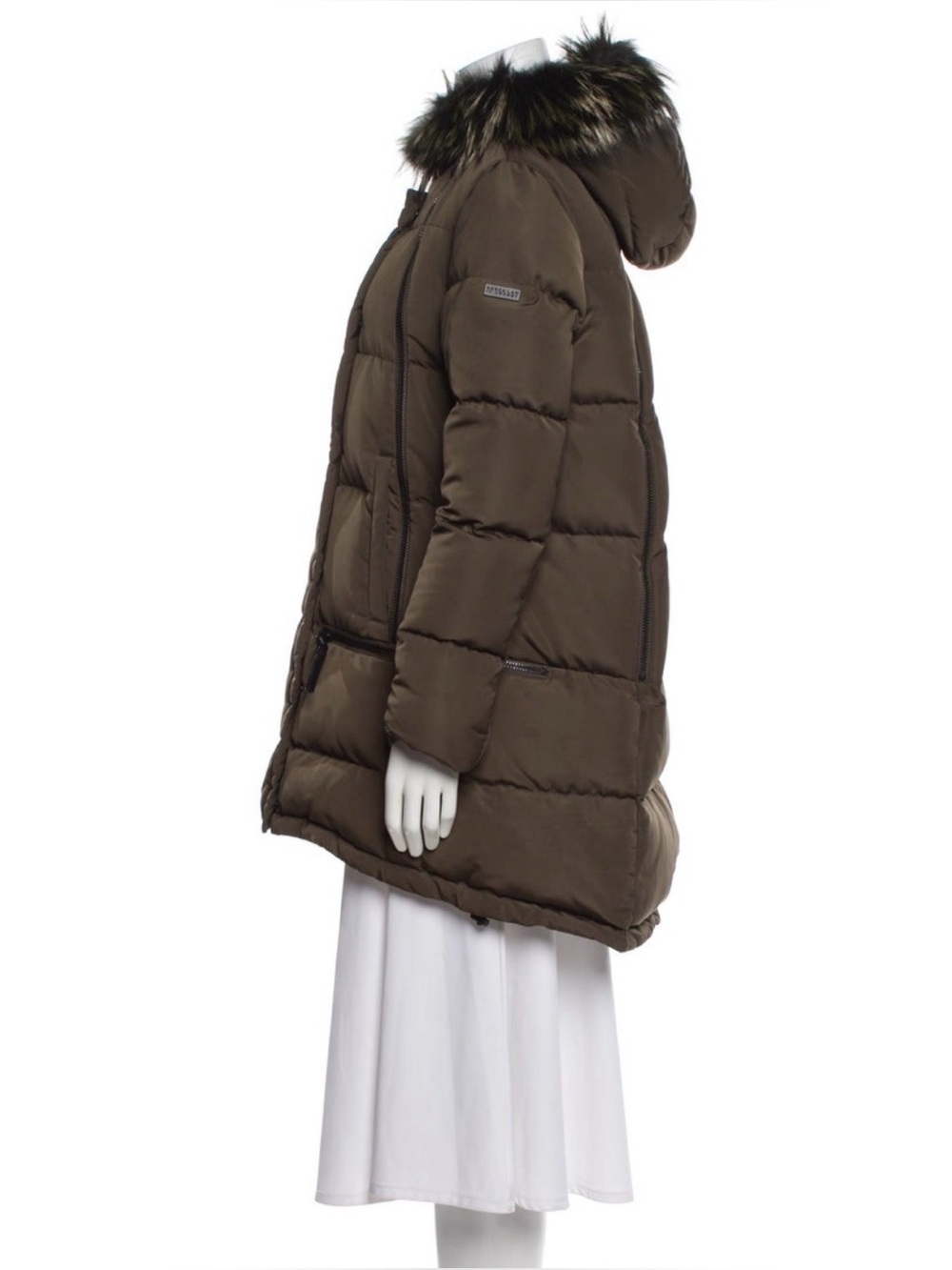 Derek Lam 10 Crosby Down & Feather Puffer Coat Dyed Fox Fur Trim M